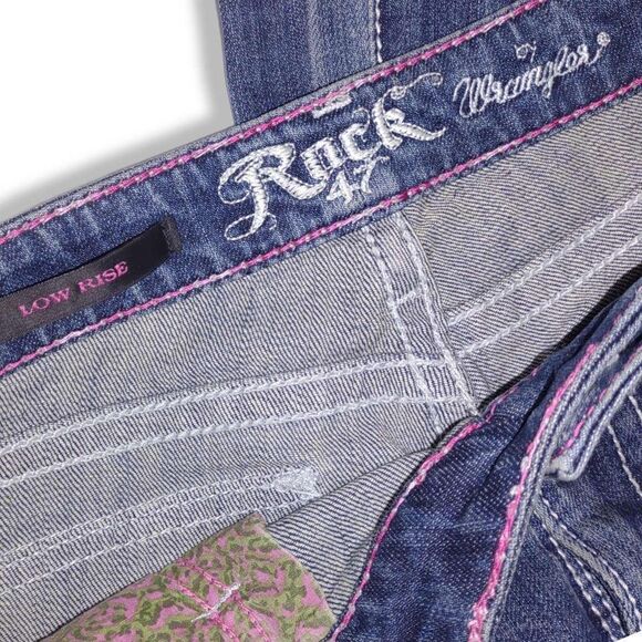 Wrangler Blue Jeans Women's Rock 47 Low Rise 1% Spandex Sz 7/8 32" Waist - Picture 7 of 9